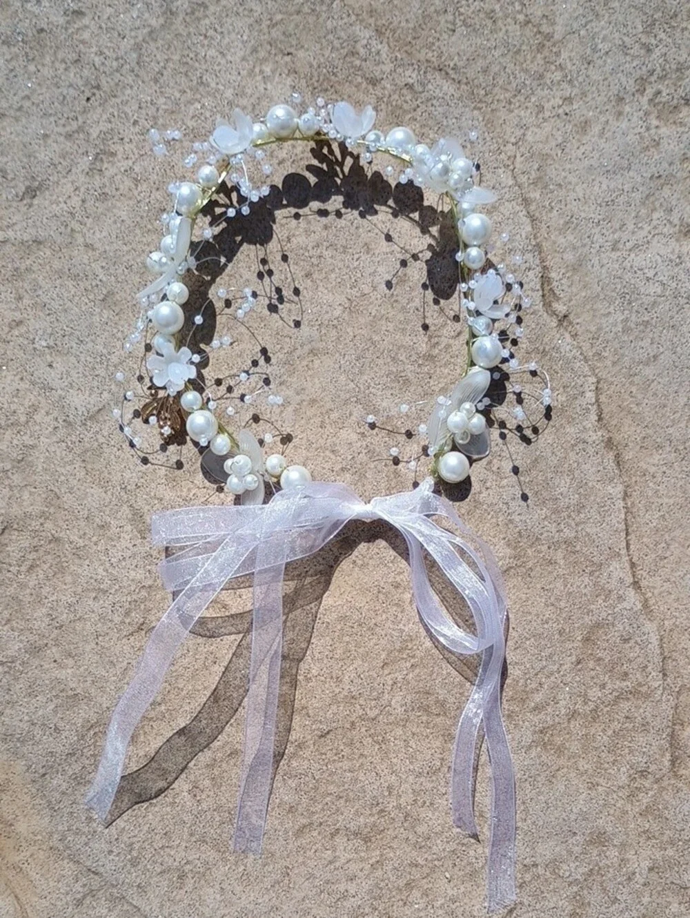 Pearl Floral Ribbon Forest Fairy Fairycore Fantasy Headpiece